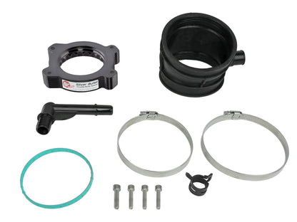 Black aFe Silver Bullet Throttle Body Spacer for Stock Air Intake Kit with hardware for '20-'23 C8 Corvette offered by Upstate Speed.