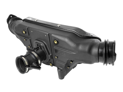 Back view of aFe Black Series Carbon Fiber Cold Air Intake for '20-'23 C8 Corvette offered by Upstate Speed.