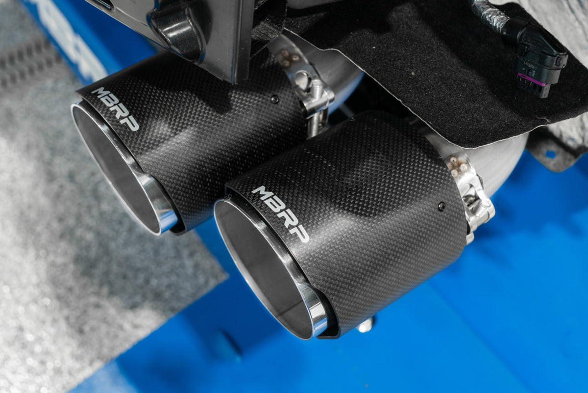 MBRP 3" Non-Valved Stainless Steel Cat-Back w/ Quad Carbon Fiber Tips for '20-'25 C8 Corvette (S70403CF)