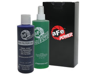 Front view of aFe Air Filter Restore Kit: 8 oz Blue Oil & 12 oz Power Cleaner offered by Upstate Speed.