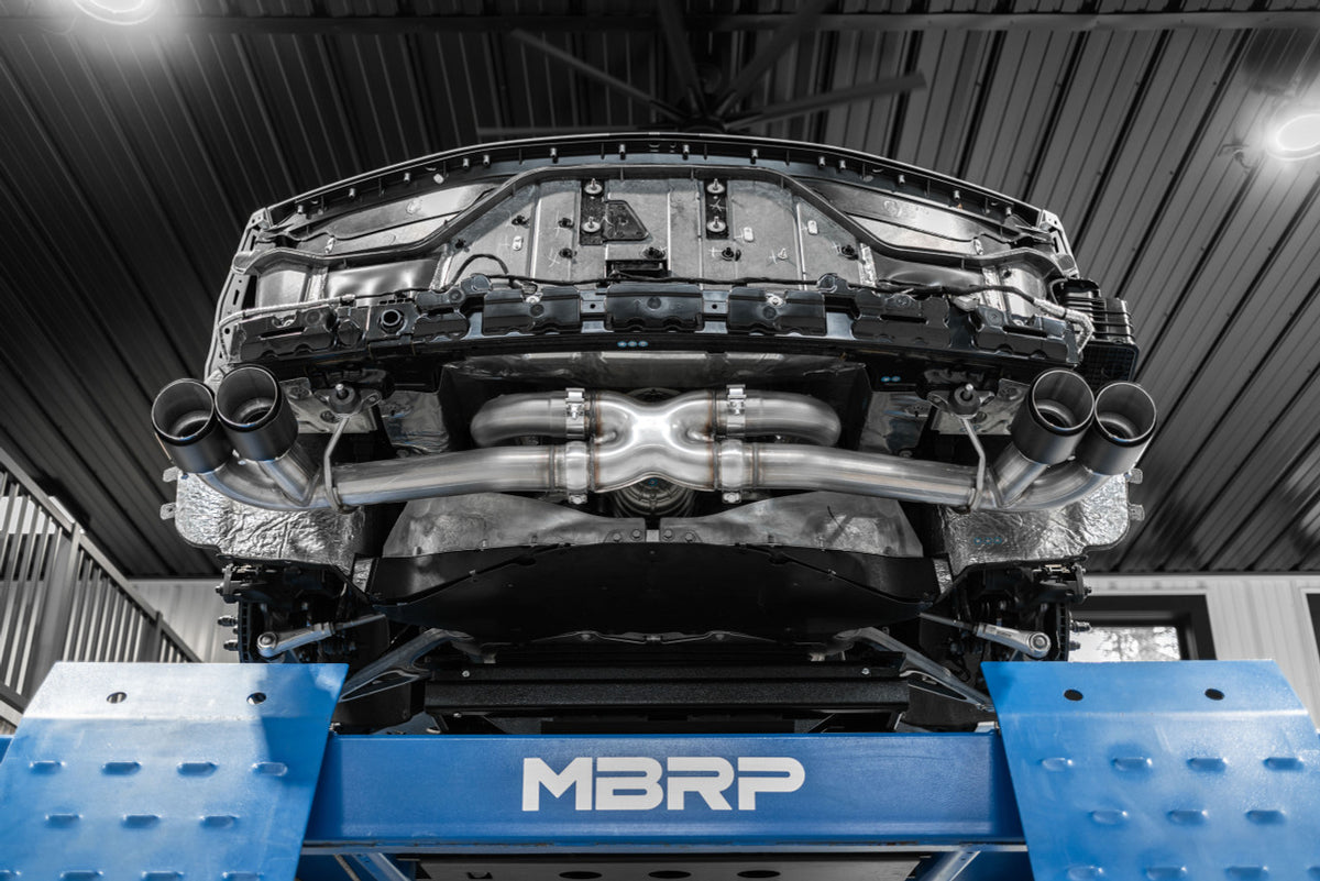 MBRP 3" Non-Valved Stainless Steel Cat-Back w/ Quad Carbon Fiber Tips for '20-'25 C8 Corvette (S70403CF)
